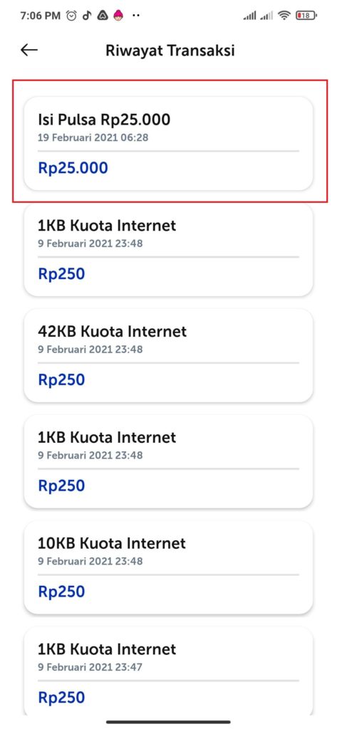 Bukti Pulsa dari Aplikasi Shopee Menggunakan Kupon Pulsa dari Snack Video 