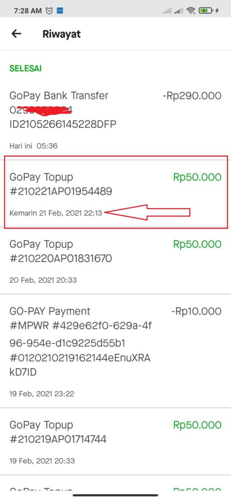 Bukti Penarikan Sukses Masuk Pada Akun Gopay