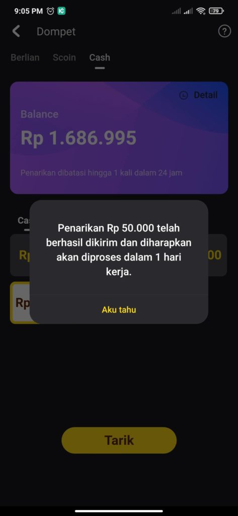 cara melakukan penarikan uang snack video dengan e-wallet