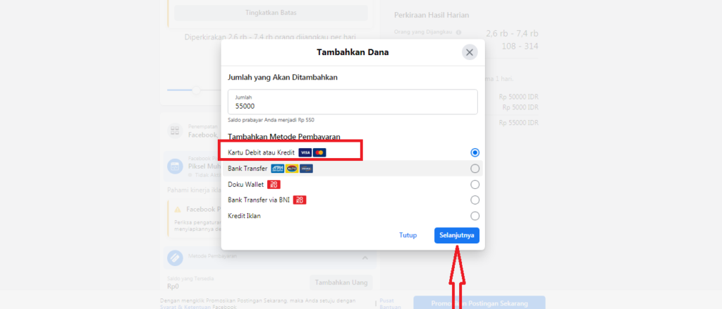 Cara Menambahkan Saldo Facebook Ads dengan Kartu Debit Jenius