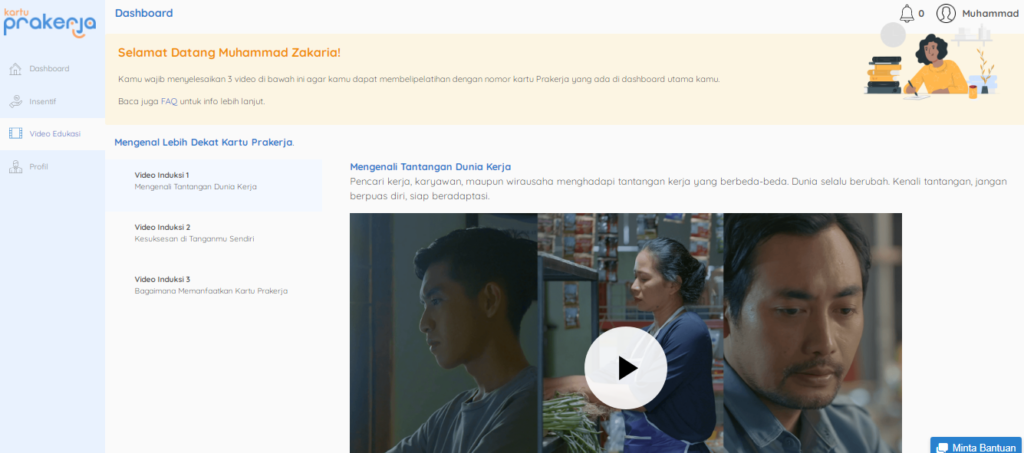 Cara Nonton Video Edukasi Kartu Prakerja Untuk Membuka Kartu Prakerja yang masih dalam proses