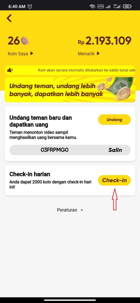 cara Check in Snack Video dengan VPN