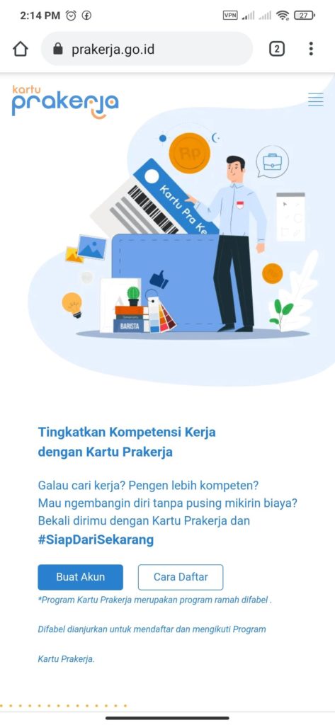 Mengatasi Maaf Layanan kami sedang mengalami gangguan Kartu Prakerja