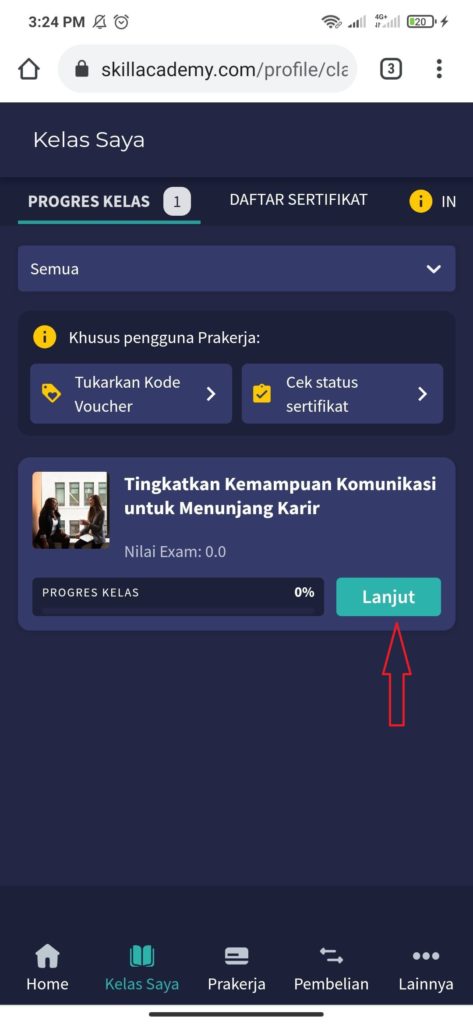 Bukti Pembelian Pelatihan Kartu Prakerja di Skill Academy