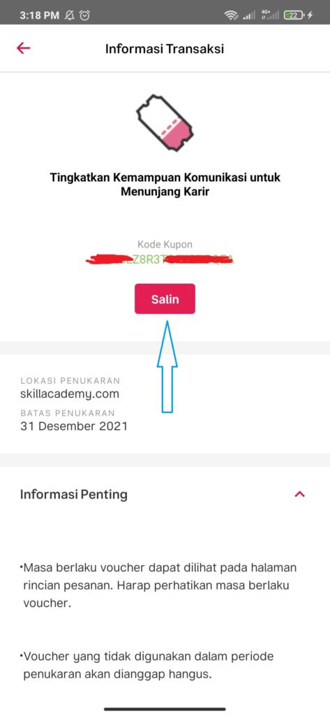 Cara Memasukan Kode Voucher Skill Academy dari Bukalapak