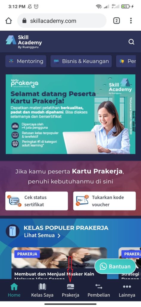 Cara Membeli pelatihan Kartu Prakerja di Skill Academy