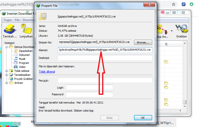 Cara Mengatasi Eror Terjadi Ketika Download di IDM
