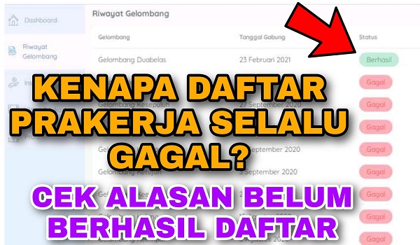 Cara Melihat Alasan Kenapa Gagal Daftar Kartu Prakerja