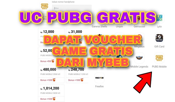 Cara Mendapatkan UC Gratis PUB Mobile dari MyBeb