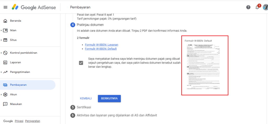 Cara Mudah Mengisi Informasi Pajak Google Adsense