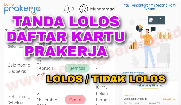 Tanda Lolos dan Tidak Lolos Pendaftaran Kartu Prakerja