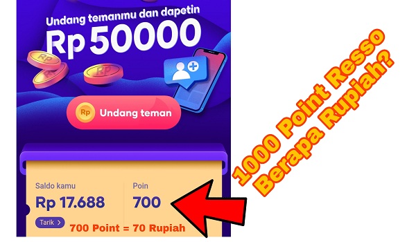 1000 Poin Aplikasi Resso Berapa Rupiah ?