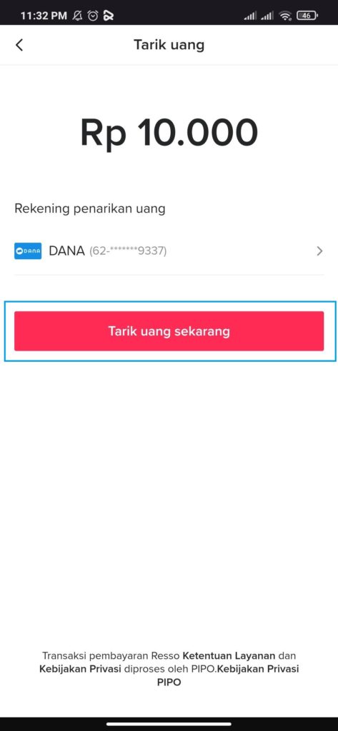 saldo resso kita tarik ke akun dana