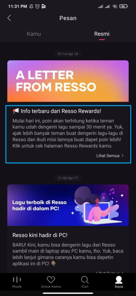 cara buka event resso gimana kok hilang