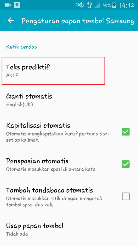 Cara Menonaktifkan  Teks Prediktif di Hp Android