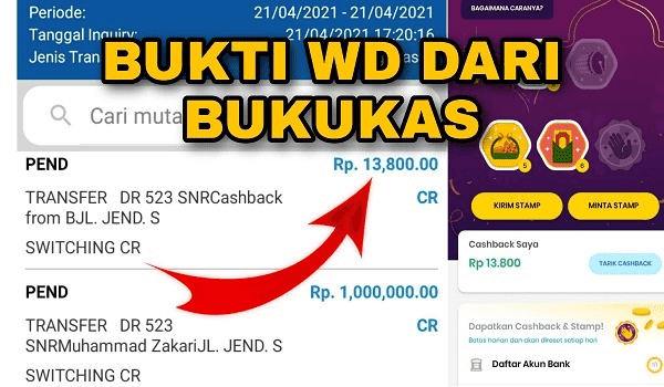 cara tarik cashback dari bukukas