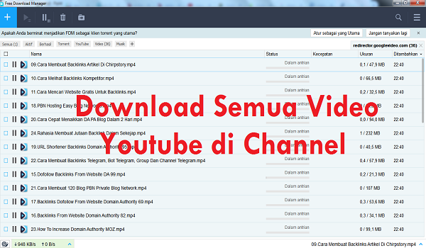 download Semua Video Youtube di Channel Terbaru