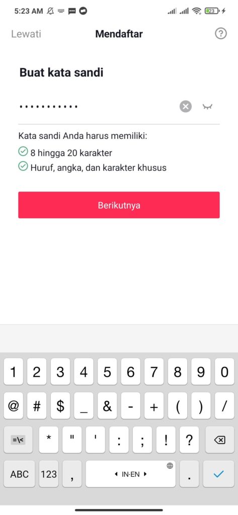 cara membuat kata sandi di aplikasi TikTok Lite