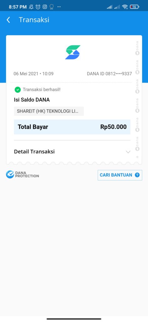 Bukti Pembayaran dari Indo Today ke DANA