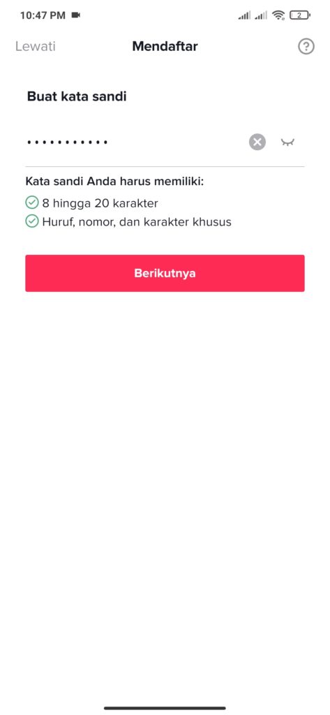 cara membuat kata sandi TikTok