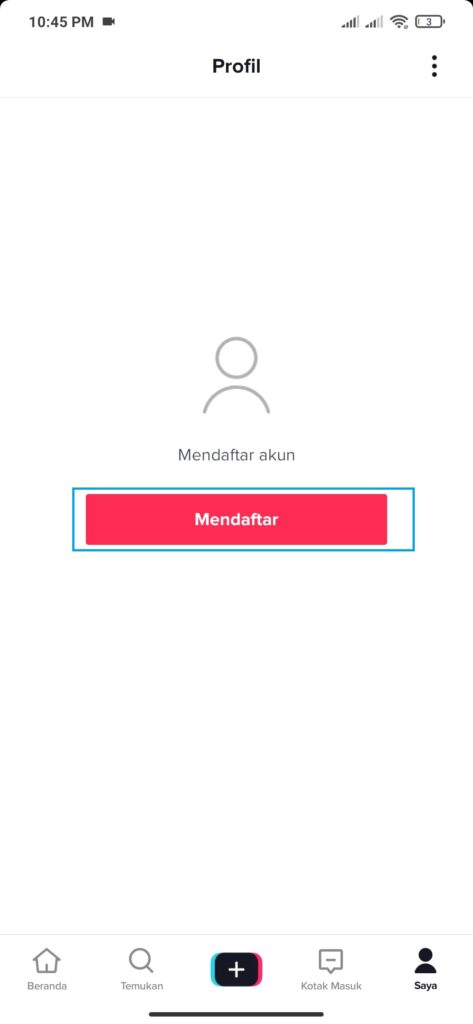Cara daftar akun TikTok ORI