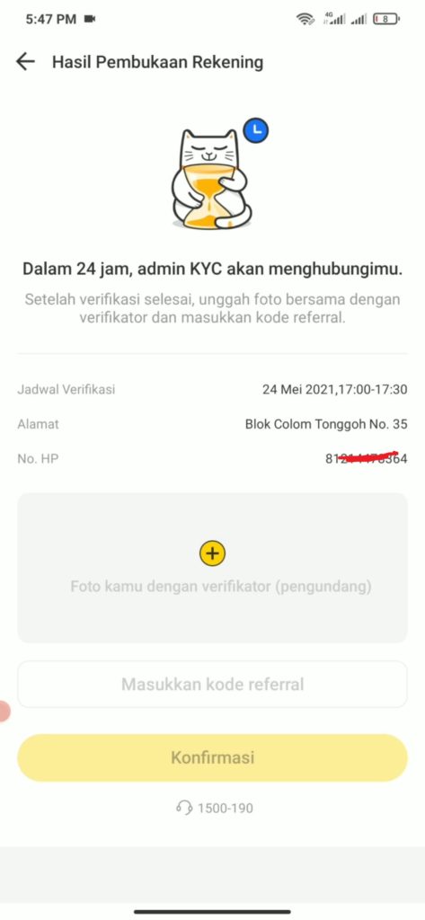 cara verifikasi kyc dengan agen Bank Neo Commerce