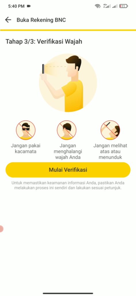 verifikasi wajah di aplikasi Neo+