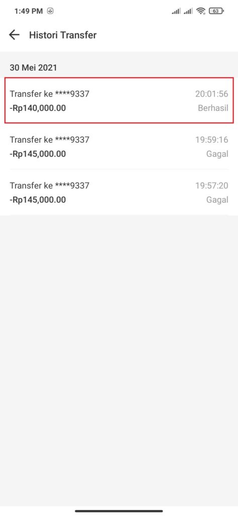 Bukti Penarikan Uang di Aplikasi Bank Neo Commerce