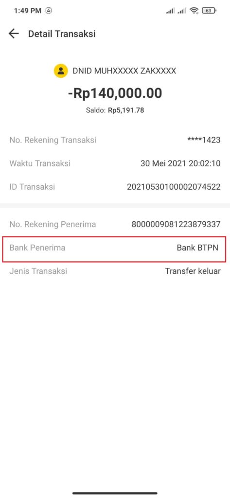 bukti pembayaran dari aplikasi Neo Commerce