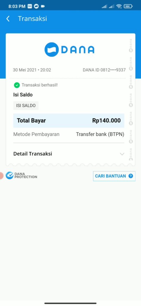 Bukti pembayaran dari Neo+ terbaru