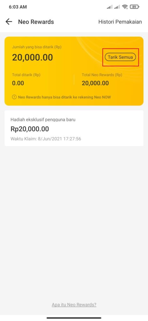 tarik semua saldo dari pembukaan rekening bank neo commerce