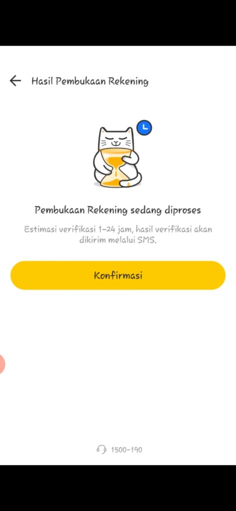 berapa lama proses pembukaan rekening sedang diproses