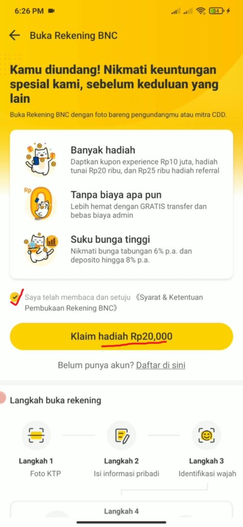 caara membuka rekening di aplikasi bank neo commerce