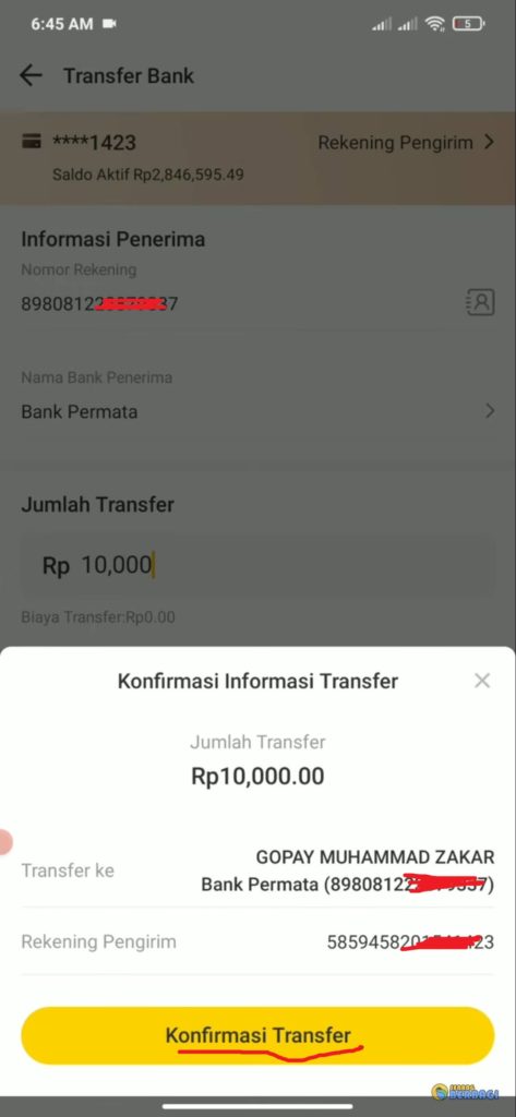 kirim uang ke gopay dari neo+