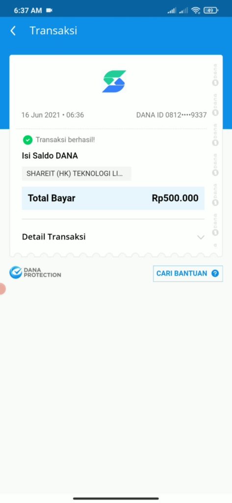 Bukti Pembayaran dari Aplikasi Indo Today