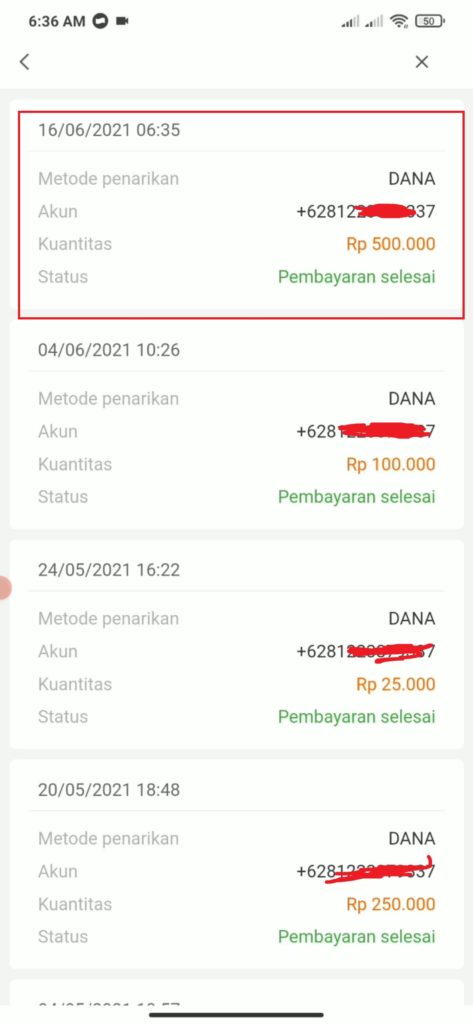 Rincian Penarikan Saldo Dana dari Aplikasi Indo Today