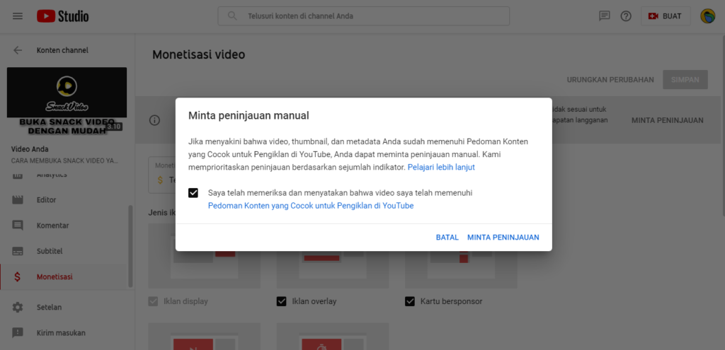 meminta peninjauan manual