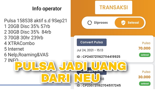 Cara Menukarkan Pulsa dengan Uang hasil dari Aplikasi Neu