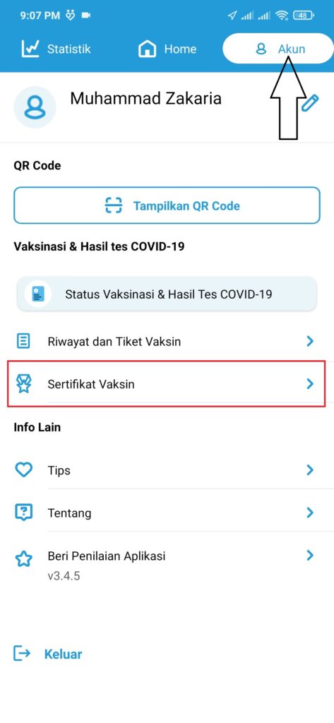 download sertifikat dari aplikasi peduli lindungi