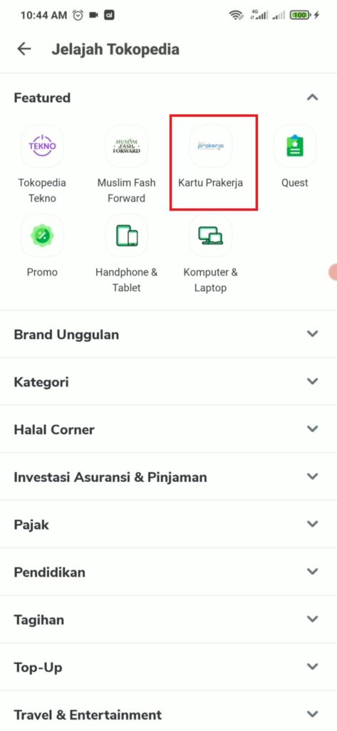 cara beli pelatihan prakerja di Tokopedia kok gak ada ya