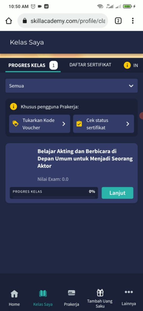 cara mengikuti kelas online pada aplikasi skill academy