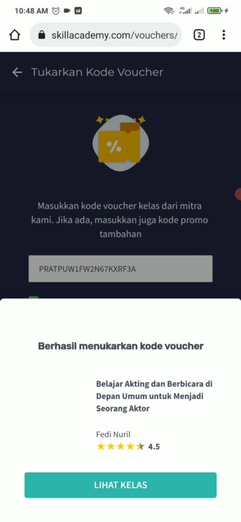 Bukti pembelian pelatihan kartu prakerja di Tokopedia berhasil ditukarkan