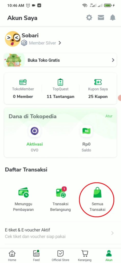 Cara Mengecek Kode pelatihan di aplikasi Tokopedia dimana