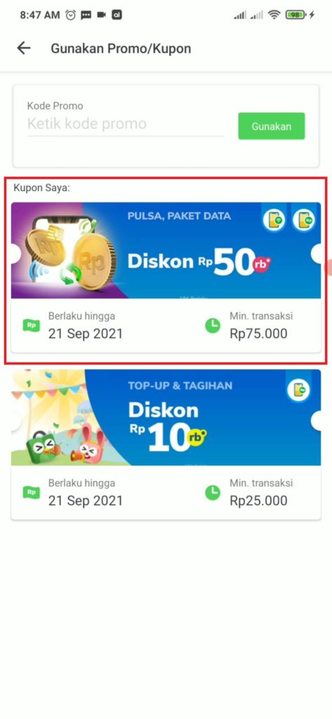 cara menggunaan kode promo kupon diskon 50 ribu dari promo prakerja tokopedia