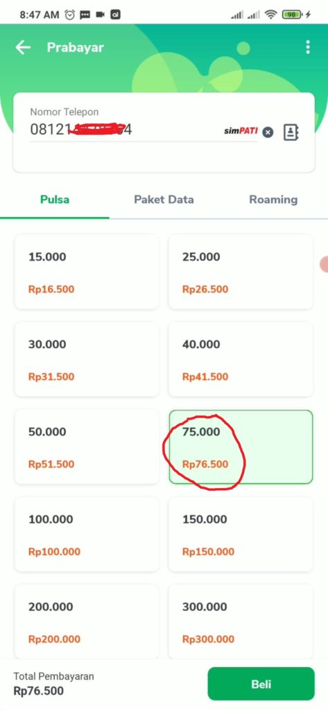 menggunakan bonus pulsa dari tokopedia pembelian pelatihan skill academy