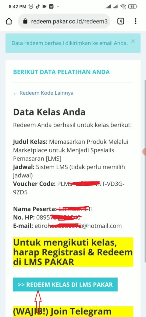 Cara Redeem Kelas Pakar di LMS Pakar