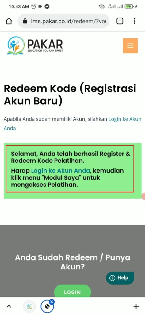 Cara daftar dan redeem di situs pakar