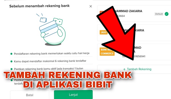 Cara Menambahkan Rekening Bank di Aplikasi Bibit