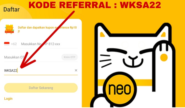 Kode Referral Neo+ Tanpa Foto Bersama dan Cara Memasukkanya