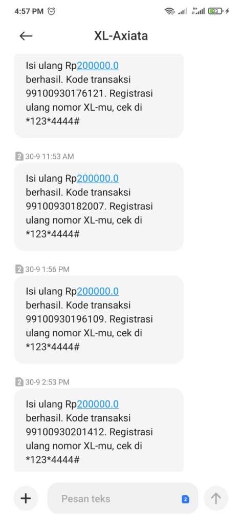 Bukti Pembayaran Pulsa dari Situs Pakar